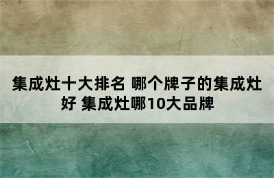 集成灶十大排名 哪个牌子的集成灶好 集成灶哪10大品牌